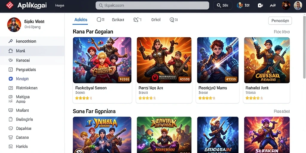 Tampilan awal yang menarik dengan berbagai pilihan permainan.